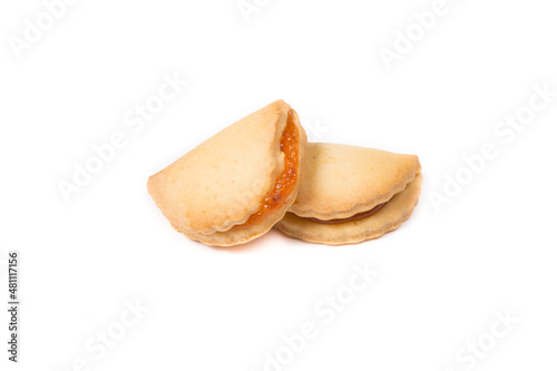 Freshly baked cookies on a white background