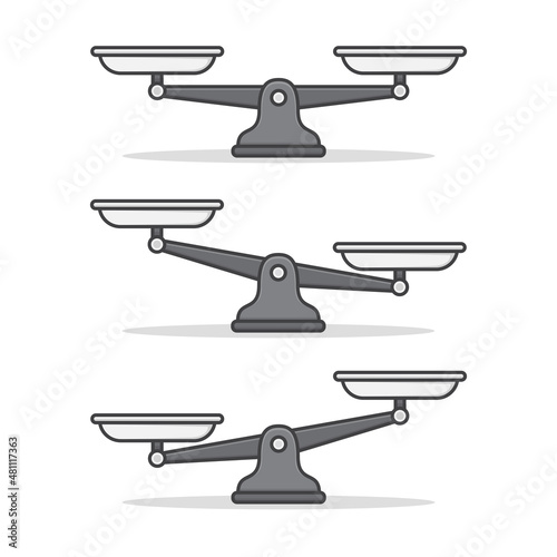 Set Of Balance Scales Vector Icon Illustration. Empty Scales Flat Icon