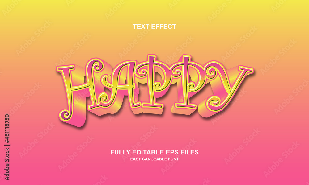 happy text effect editable