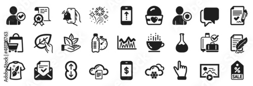 Wallpaper Mural Set of Business icons, such as Investment, Chemistry lab, Swipe up icons. Certificate, Ice cream, T-shirt design signs. Alarm clock, Approved agreement, Feather signature. Scroll down. Vector Torontodigital.ca