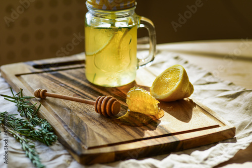 drink with honey and rosemary