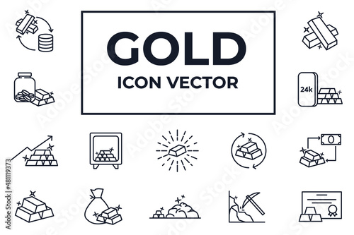 Set of Gold icon. Gold pack symbol template for graphic and web design collection logo vector illustration