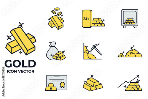 Set of Gold icon. Gold pack symbol template for graphic and web design collection logo vector illustration