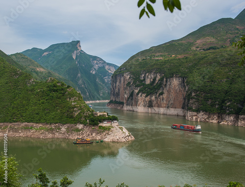 Landscape along the banks of Wuxia Gorge in the Three Gorges of the Yangtze River in China