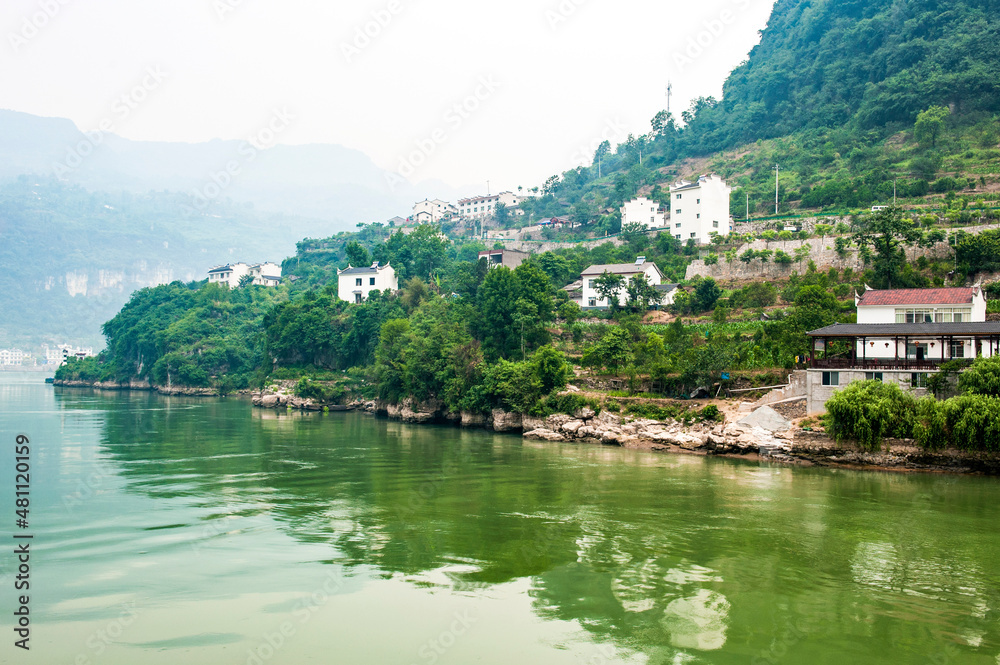 Landscape along the banks of the Yangtze River in China
