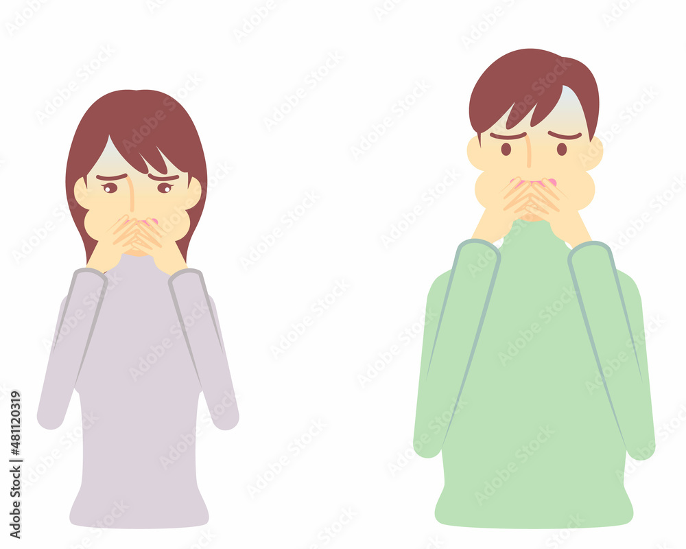 体調不良、吐き気を感じる人物/A person who feels unwell or nausea 体調不良、吐き気を感じる人物/A person who feels unwell or nausea
