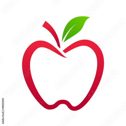 apple fruit logo line art vector. Apple logo isolated on white background.
