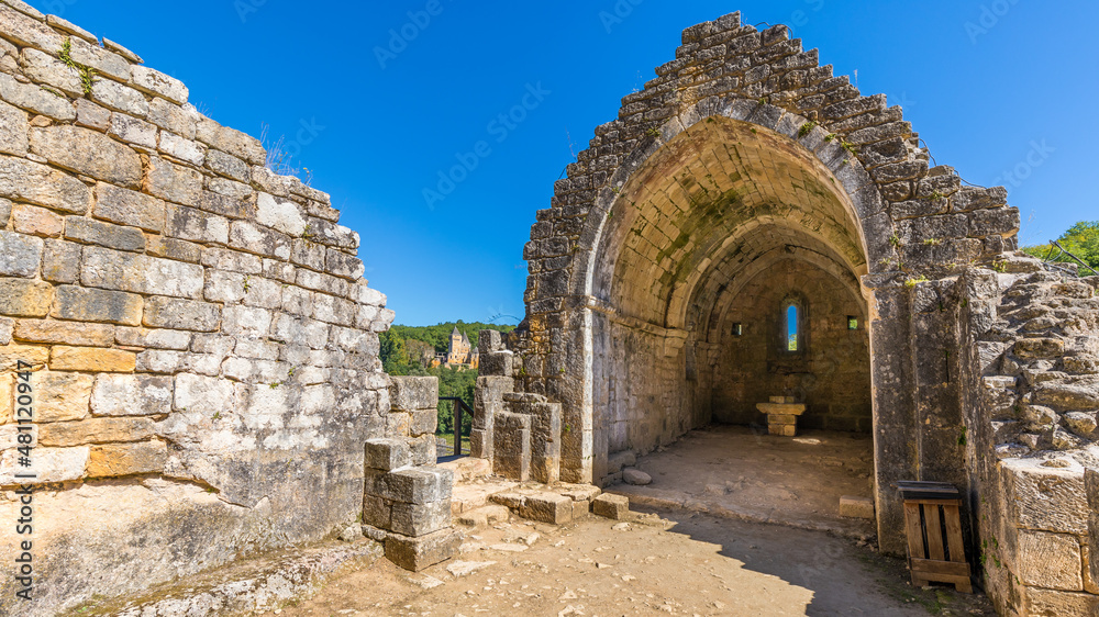 ruins of the ancient chapel in Dordogne in France