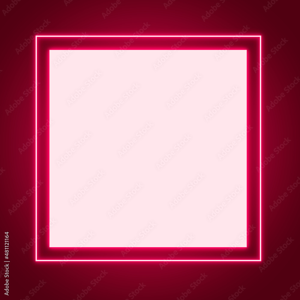 Purple illustration with a square, neon frame in the center Bright background for postcards, tags, labels. Purple illustration with a square, neon frame in the center Bright background for postcards, tags, labels.