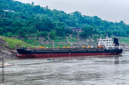 Various Ships Transporting along the Yangtze River in China