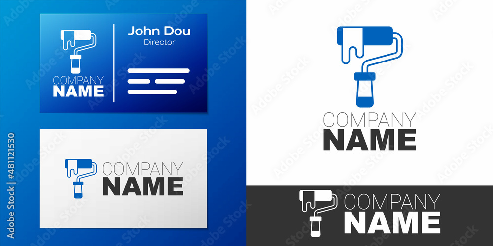 Fototapeta premium Logotype Paint roller brush icon isolated on white background. Logo design template element. Vector