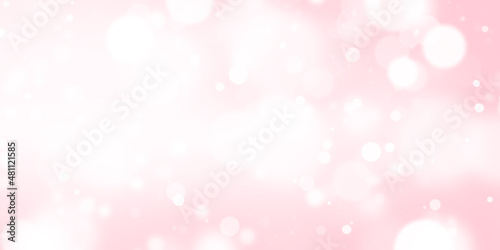 Delicate pink background with white blurry lights. Abstract illustration with copy space.