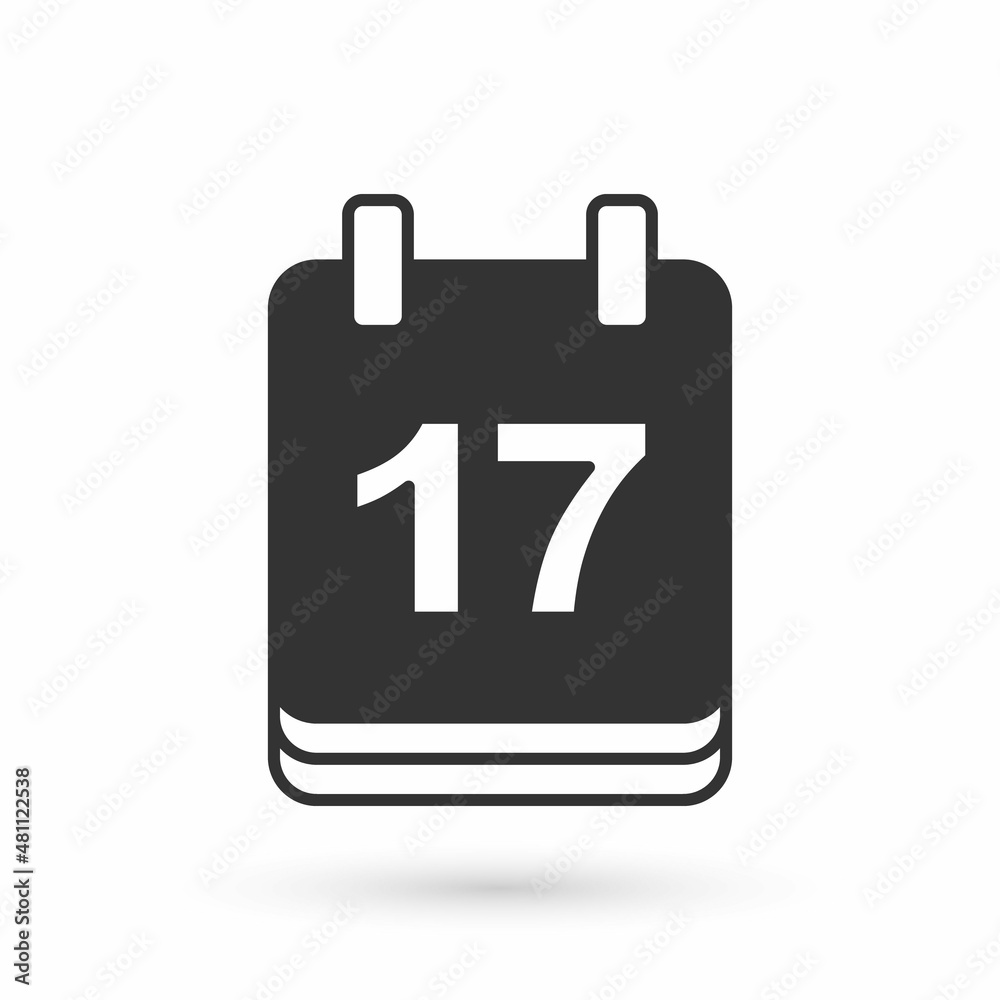 Grey Saint Patricks day with calendar icon isolated on white background. Date 17 March. Vector Grey Saint Patricks day with calendar icon isolated on white background. Date 17 March. Vector