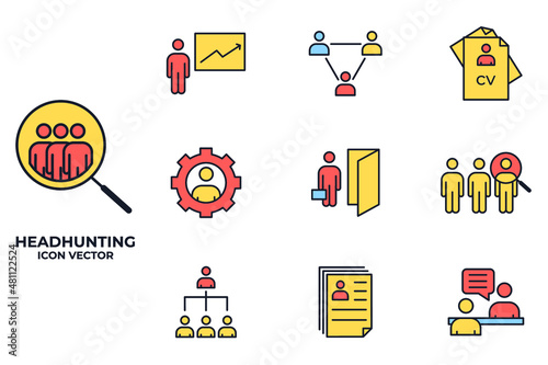 Set of Headhunting icon. Headhunting And Recruiting pack symbol template for graphic and web design collection logo vector illustration