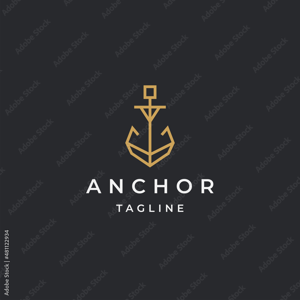Luxury anchor gold logo icon design template flat vector Luxury anchor gold logo icon design template flat vector