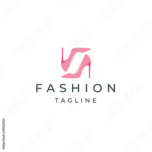 high heels shoes logo icon design template flat vector