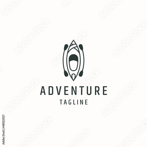 Kayak or canoe boat logo icon design template flat vector