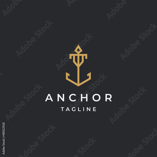 Luxury anchor gold logo icon design template flat vector