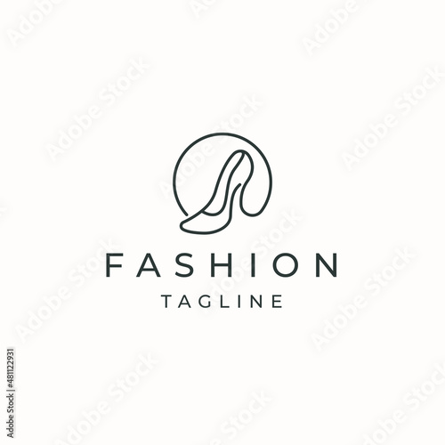 high heels shoes logo icon design template flat vector