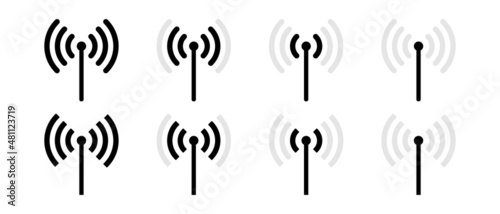 Stampa su Tela Wireless and wifi vector icons set. Wi-fi antenna vector symbol