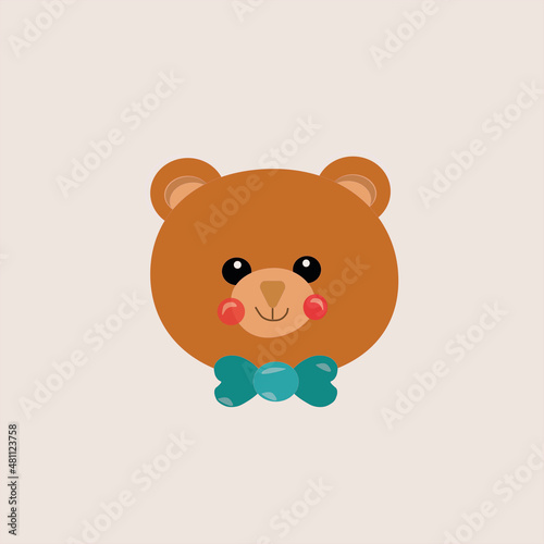 Cute cartoon teddy bear on a white isolated background. Vector illustration for Valentine s Day and Birthday