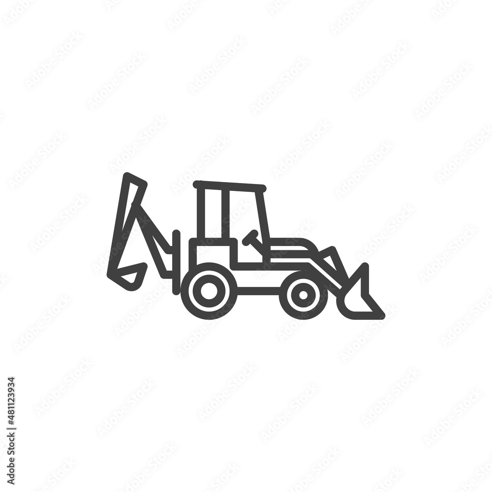 Backhoe Truck line icon