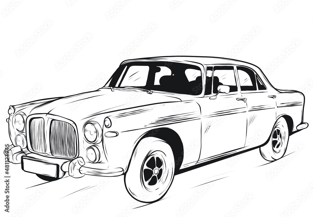 illustration of a car cartoon Classic historic sketch 
