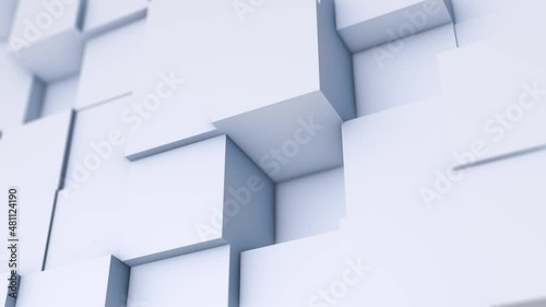 White modern shiny abstract geometrical cube array wave pattern background - loopable