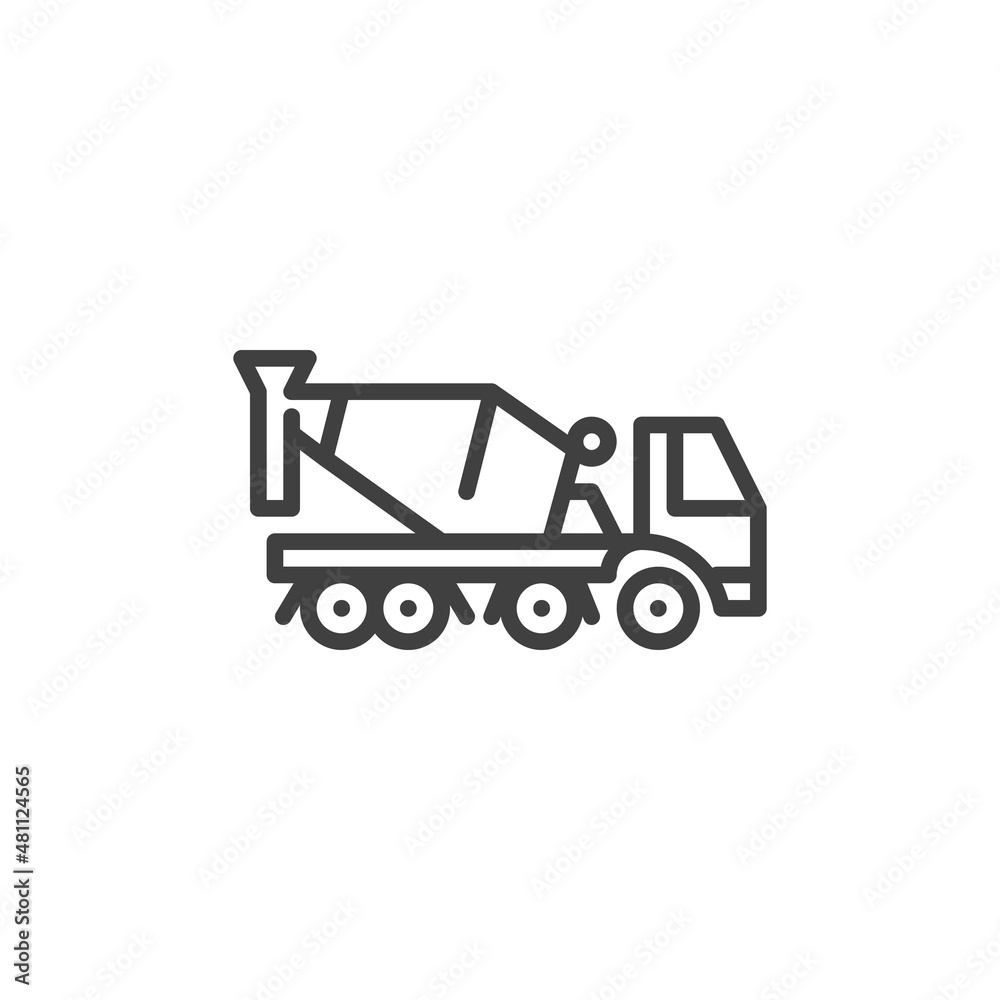 Naklejka premium Concrete Mixer Truck line icon