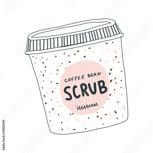 Coffee bean scrub illustration, skin care product