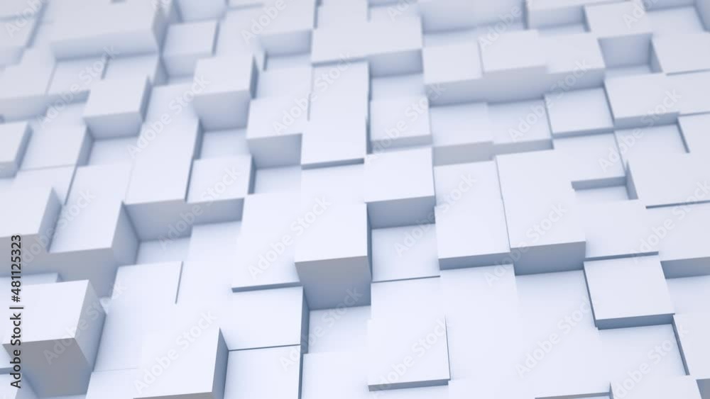 White modern shiny abstract geometrical cube array wave pattern background - loopable