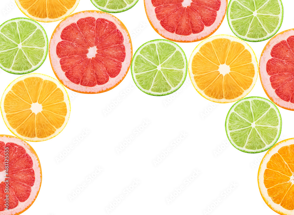 Obraz premium Fresh grapefruit lemon orange lime ring slice