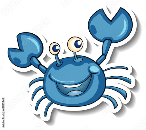 Smiling blue crab cartoon sticker