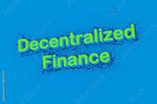 DeFi Finance banner for decentralized financial system, cryptocurrency, blockchain, and digital asset.3D illustration.