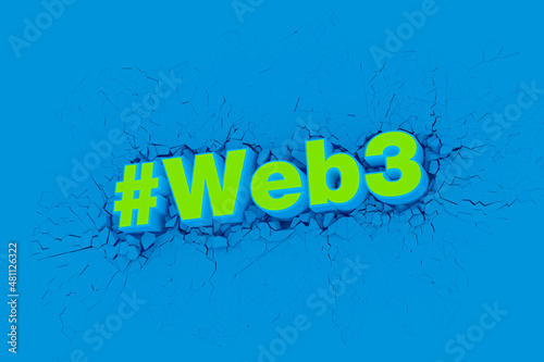 Web 3.0 Finance banner for decentralized financial system, cryptocurrency, blockchain, and digital asset.3D illustration.