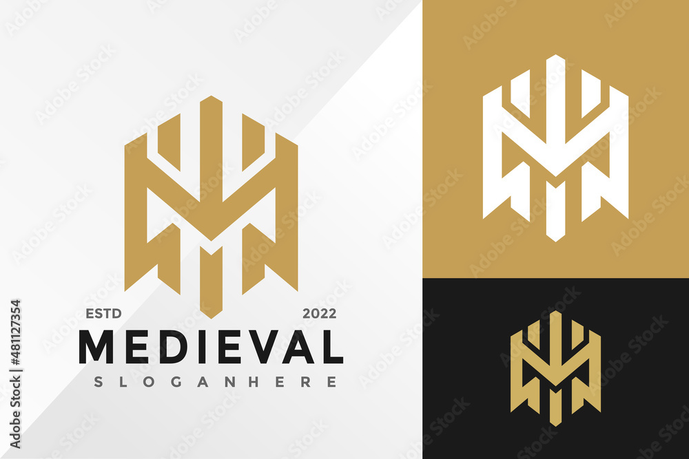 Letter M Medieval Spartan Logo Design Vector illustration template Letter M Medieval Spartan Logo Design Vector illustration template