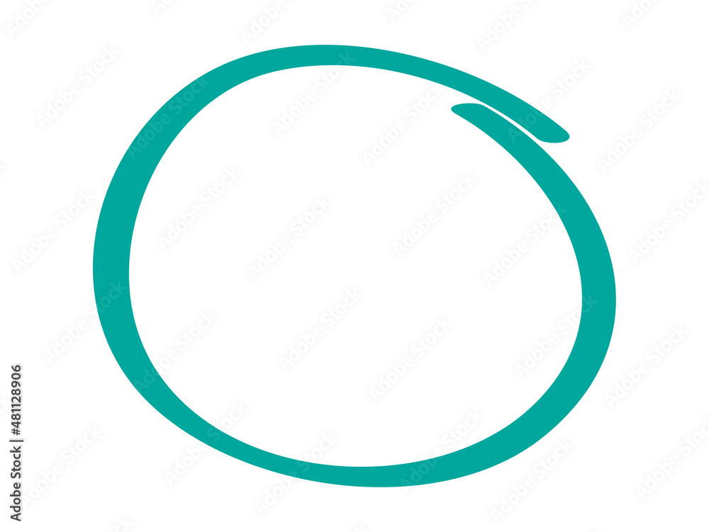 Turquoise circle pen draw. Highlight hand drawn circle isolated on white background. Handwritten turquoise circle. For marker pen, pencil, logo and text check. Vector illustration Turquoise circle pen draw. Highlight hand drawn circle isolated on white background. Handwritten turquoise circle. For marker pen, pencil, logo and text check. Vector illustration