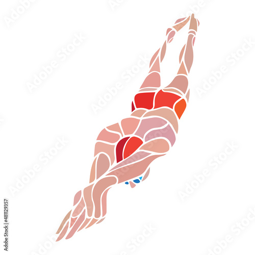 Freestyle Swimmer Silhouette. Sport swimming
