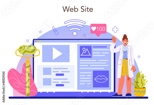 Cosmetologist online service or platform. Hardware facial treatment