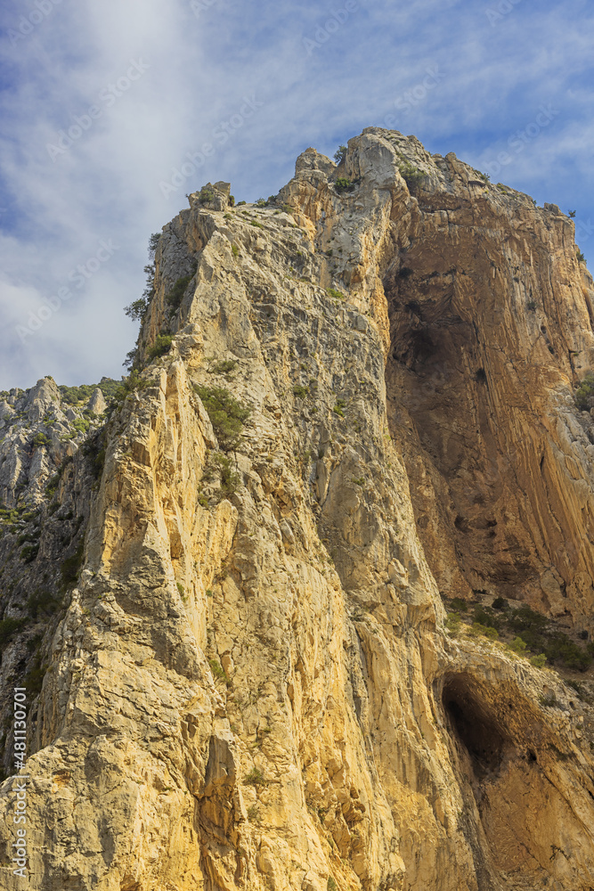 Caverns and folded rock along the King's pathway in the vicinity of Ardales