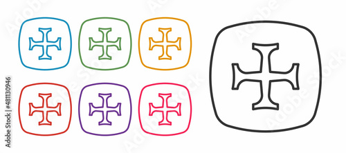 Set line Crusade icon isolated on white background. Set icons colorful. Vector