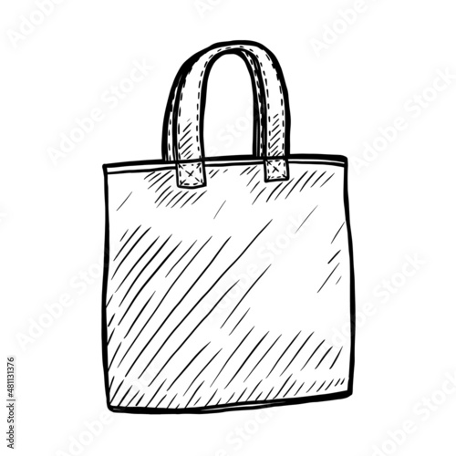 linen handbag doodle vector illustration