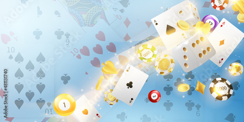 VIP vector illustration of a casino game background with playing equipment.
