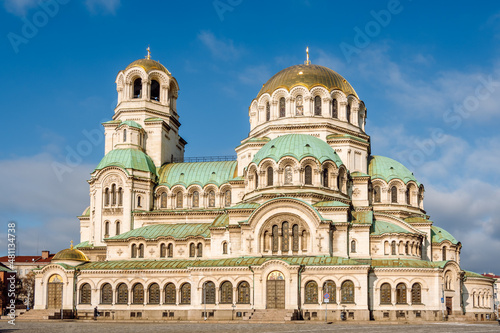 Side facade of Alexander Nevsky Cathedral in Sofia, Bulgaria.