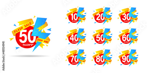 Set of flash sale discount tags