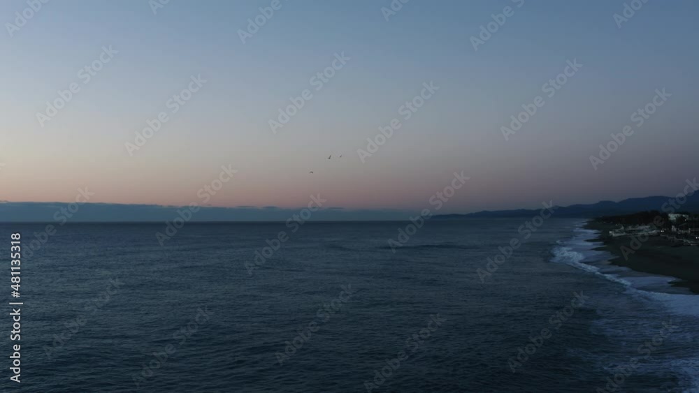 Aerial view of Mediterranean ocean and birds Aerial view of Mediterranean ocean and birds