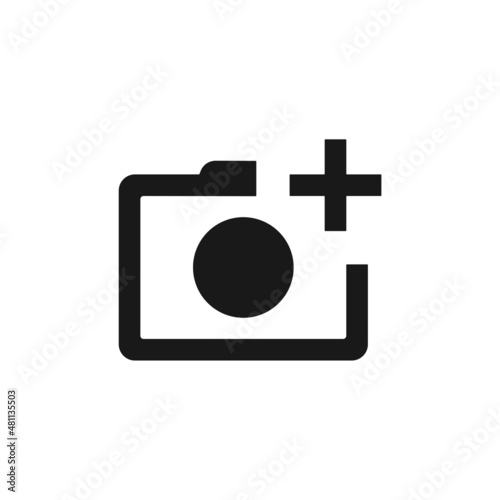 Add by camera icon vector isolated on white background