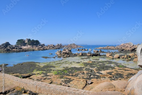 Beautiful view on the pink granite coast at Ploumanac'h in Brittany - France