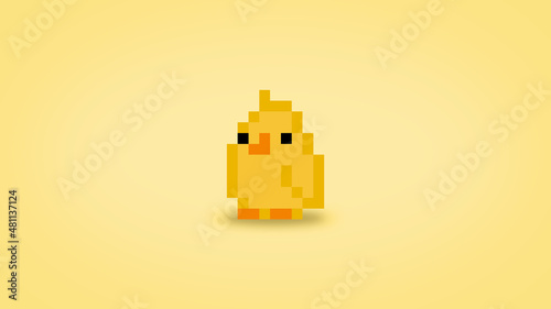 Cute pixel 8 bit chick background - high res 4k wallpaper