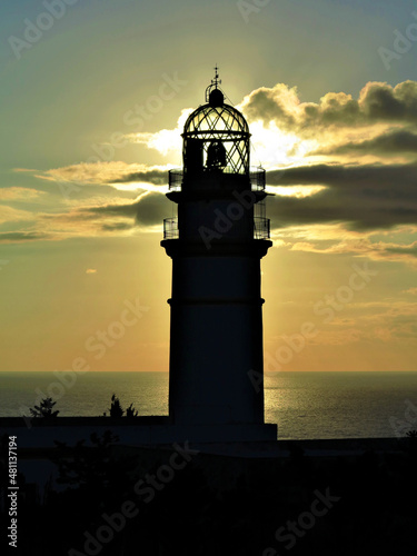 Ominous lighthouse morning sunrise on the Med.